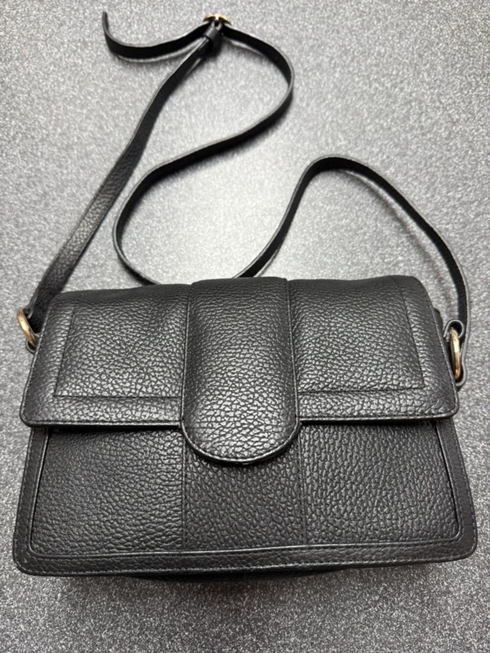 Corder London Black Pebbled Crossbody Shoulder Bag Adjustable Strap Gold Tone